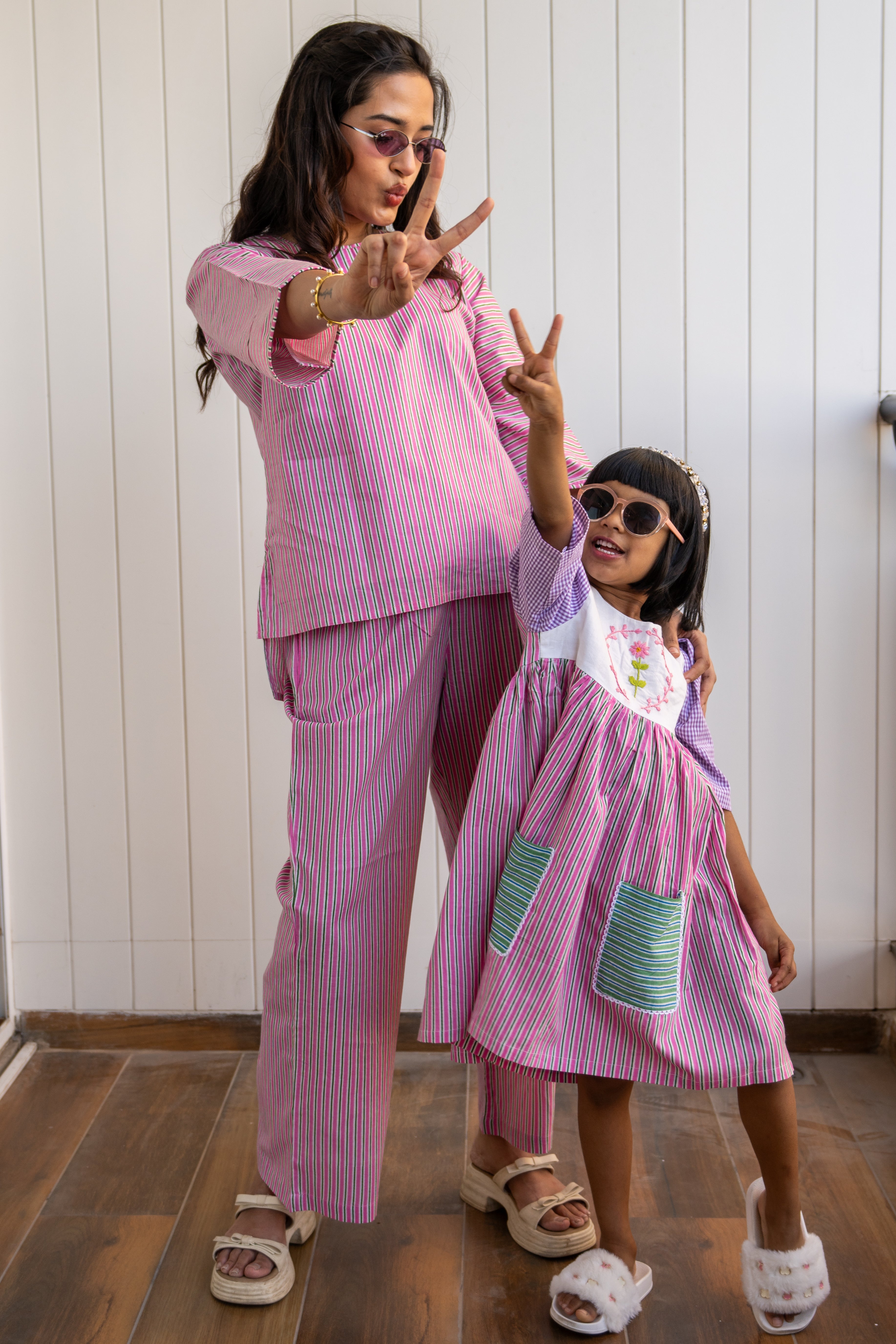 Blush Pink Stripe Day Set