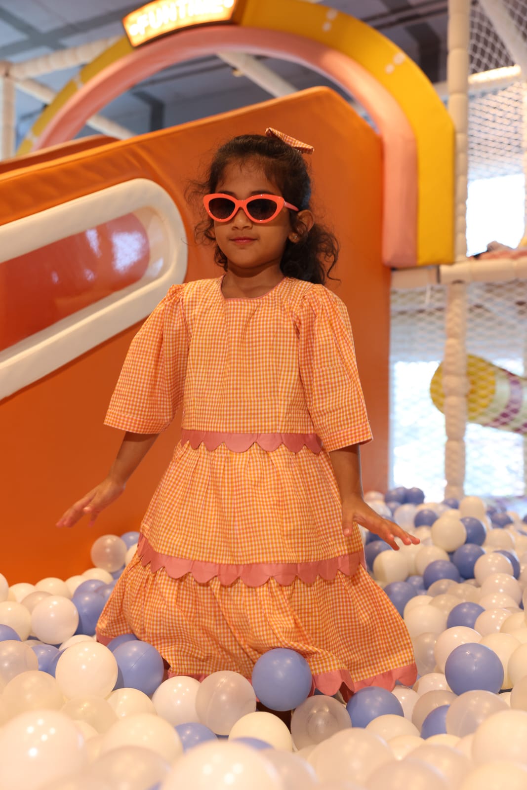 Peach Gingham Ripple Gown