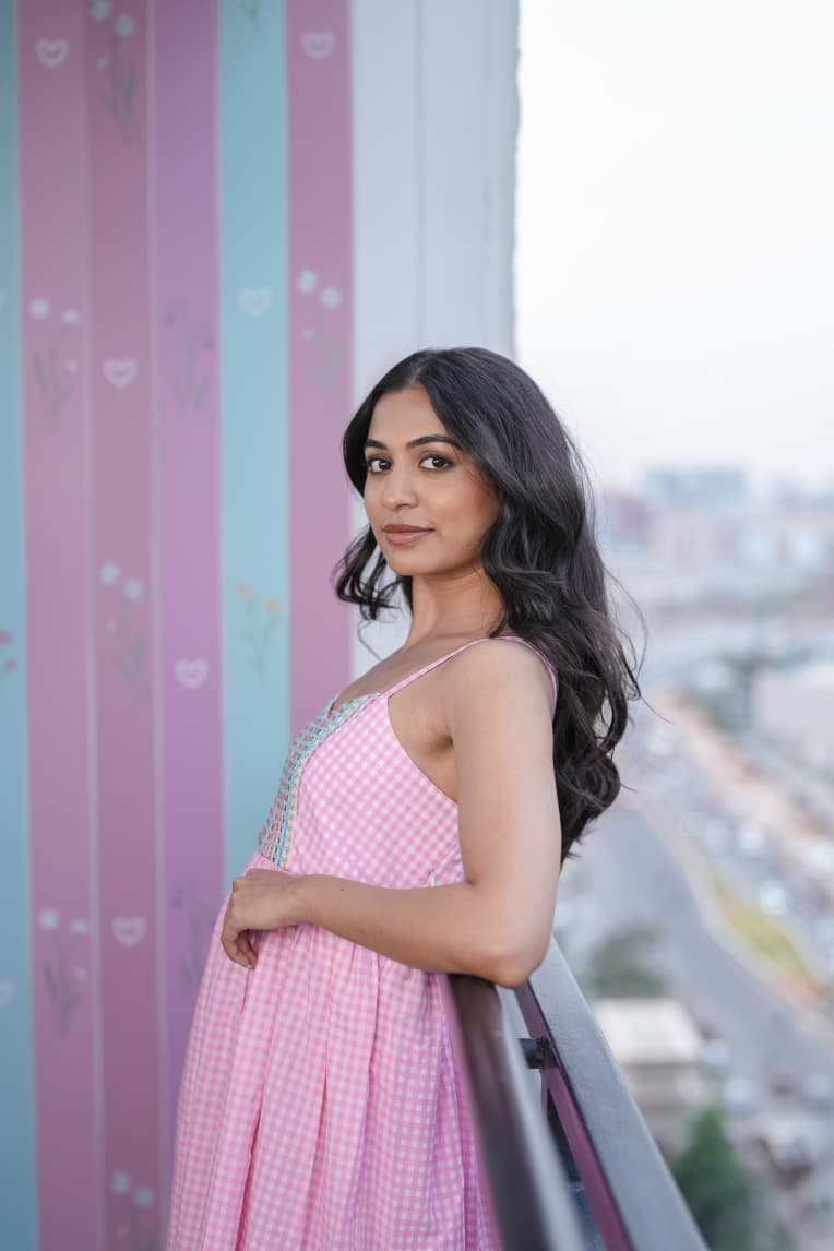Pink Gingham Hand Embroidered Dress
