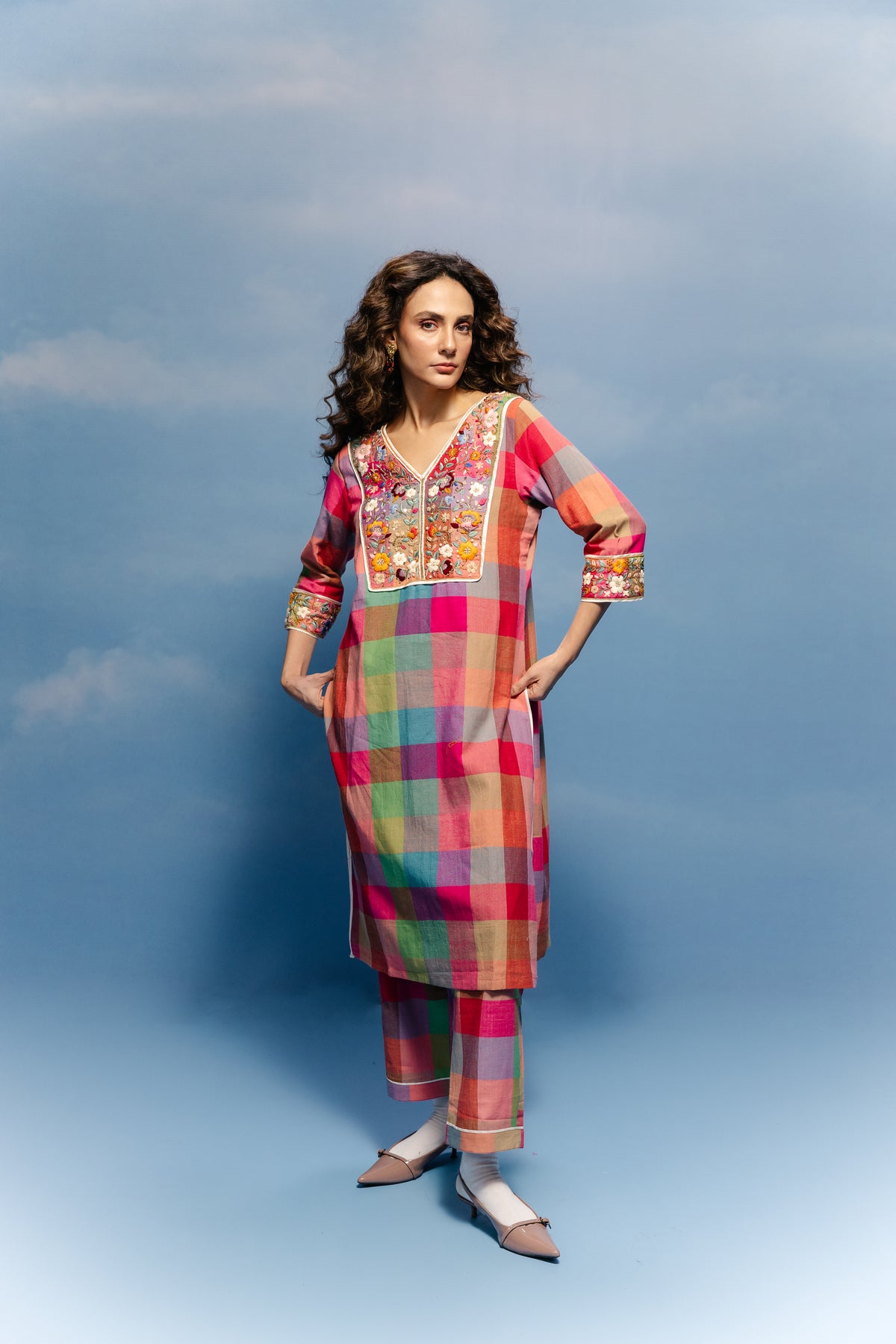 Jamdani hand embroidered festive Co-ord Set