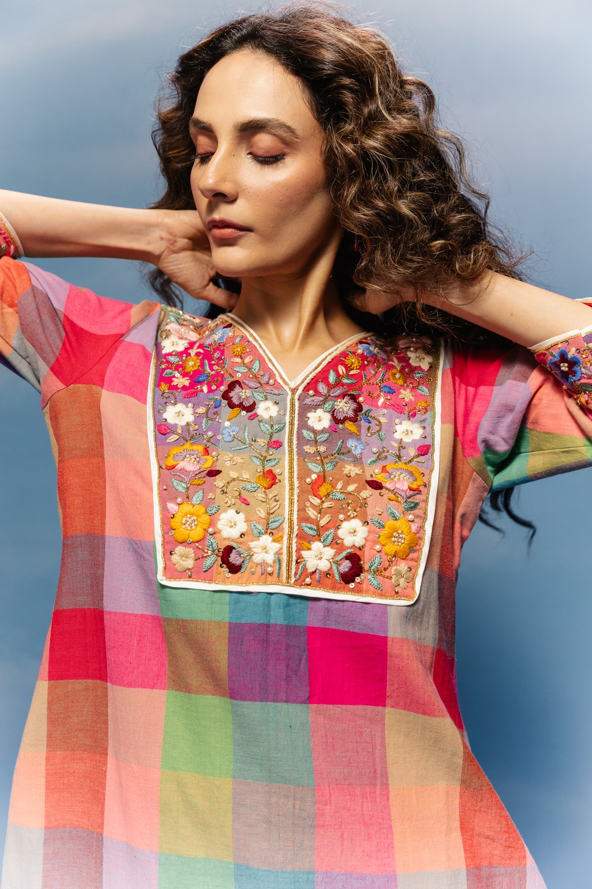 Jamdani hand embroidered festive Co-ord Set