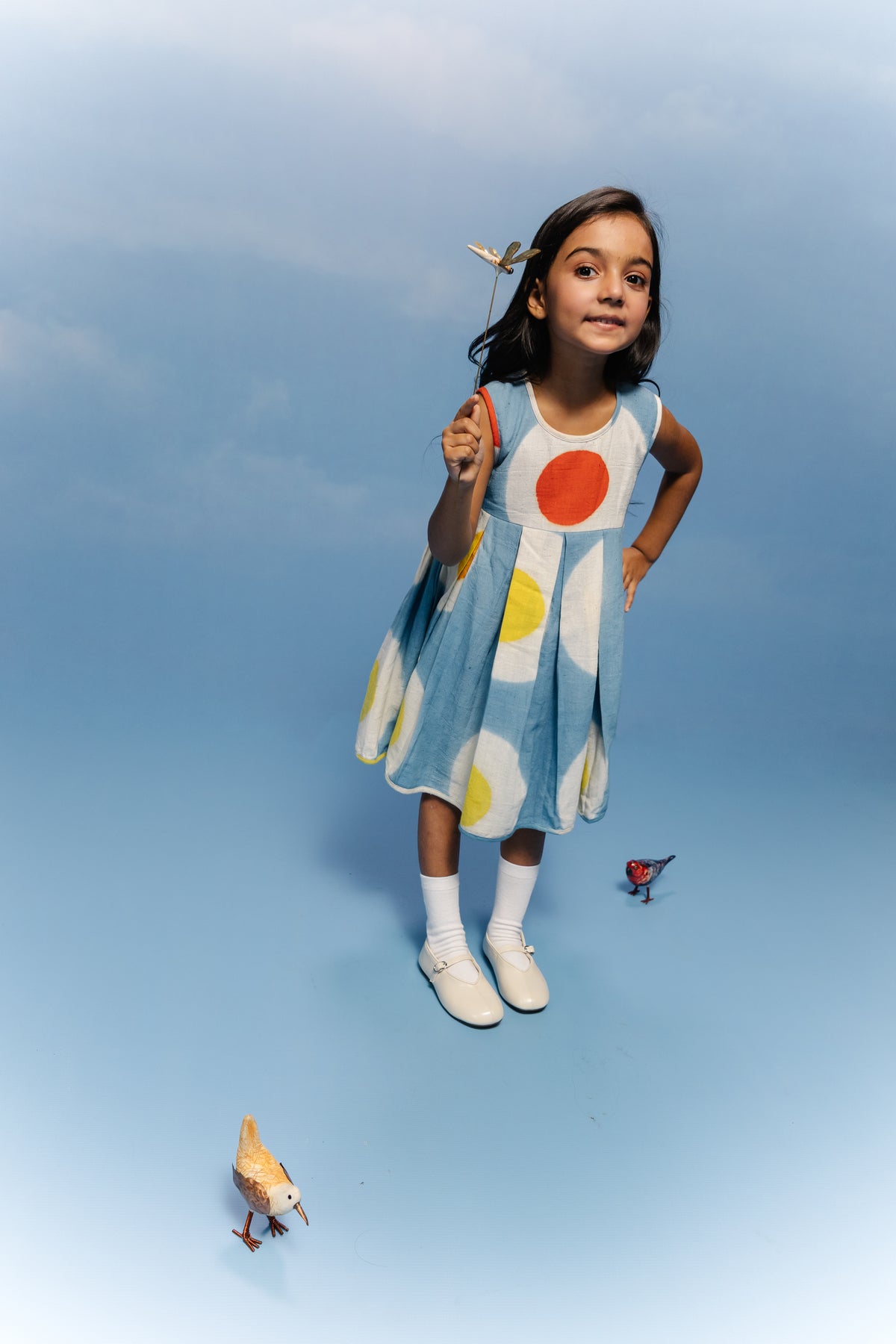 Sky Blue Circle Spot Frock