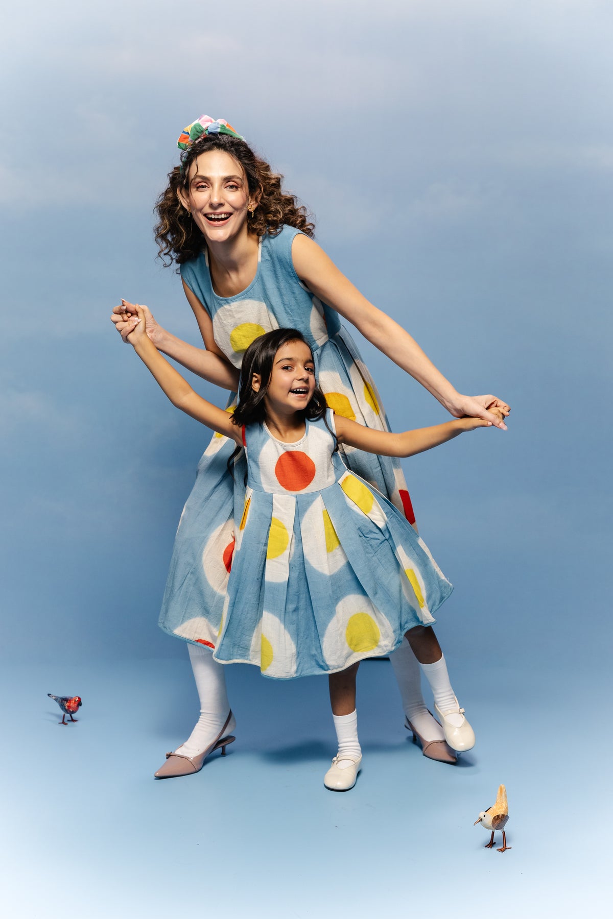 Sky Blue Circle Spot Frock