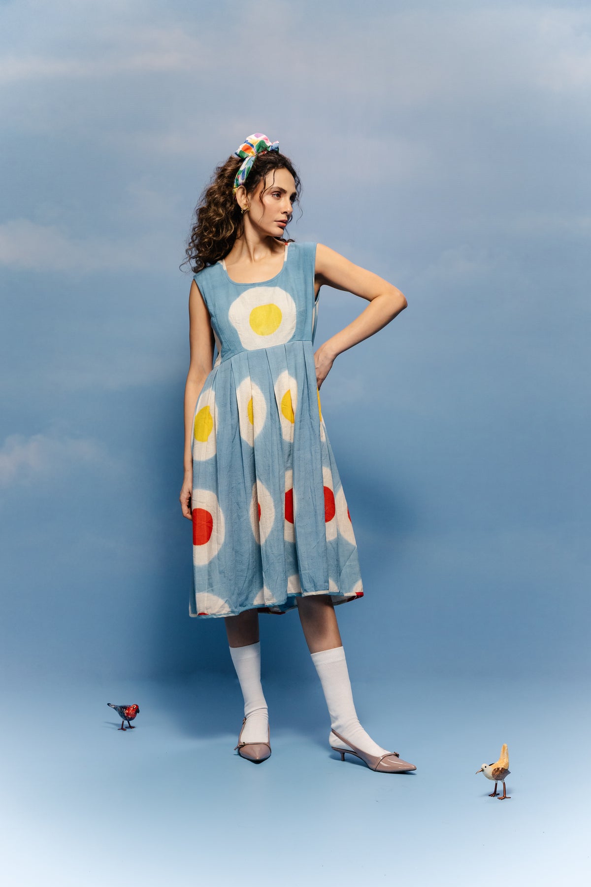 Sky Blue Sunspot Midi Dress