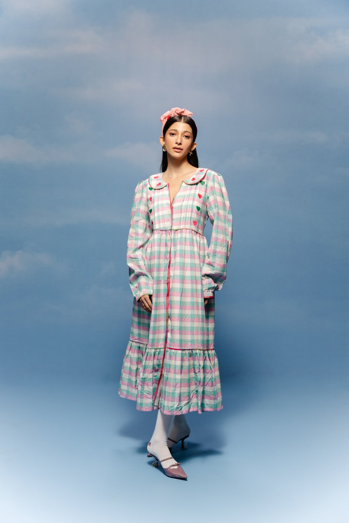 Meadow Heart-Embroidered Jamdani Dress