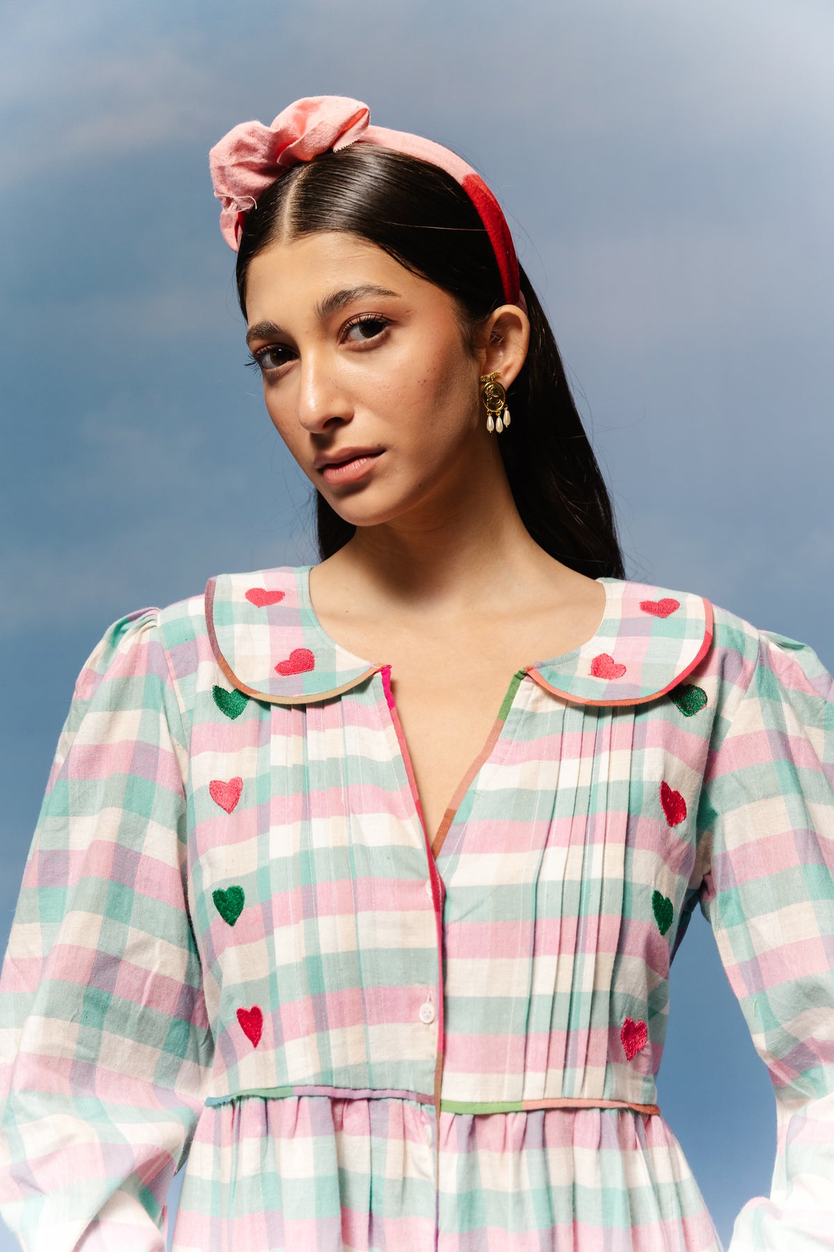 Meadow Heart-Embroidered Jamdani Dress