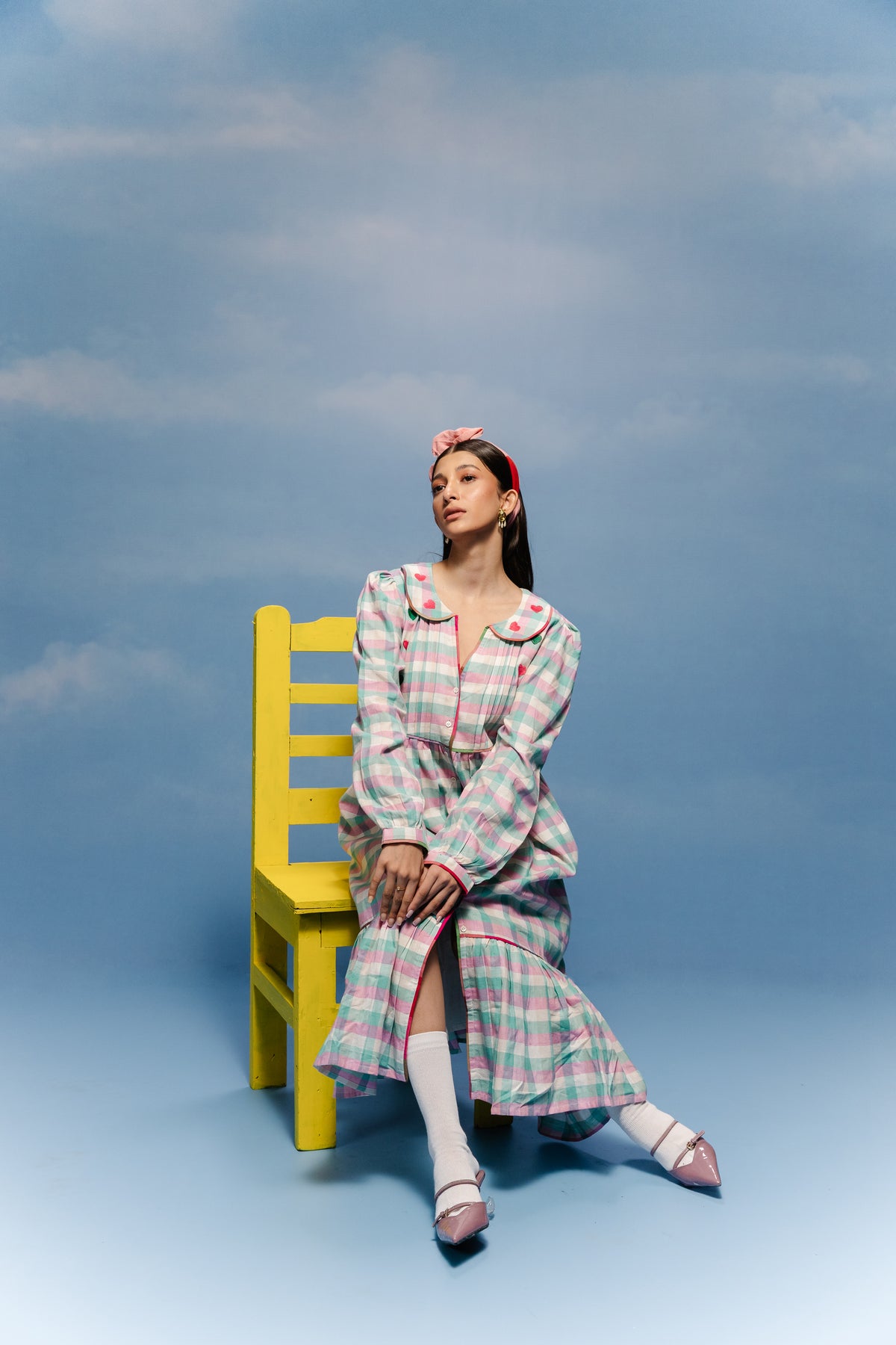 Meadow Heart-Embroidered Jamdani Dress