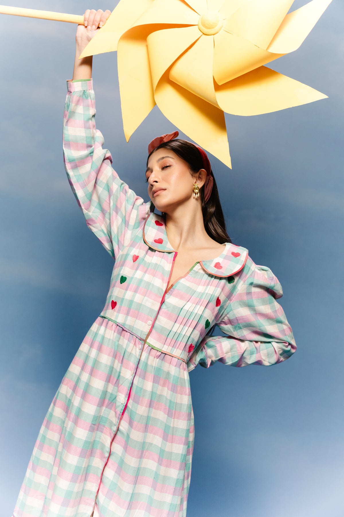 Meadow Heart-Embroidered Jamdani Dress