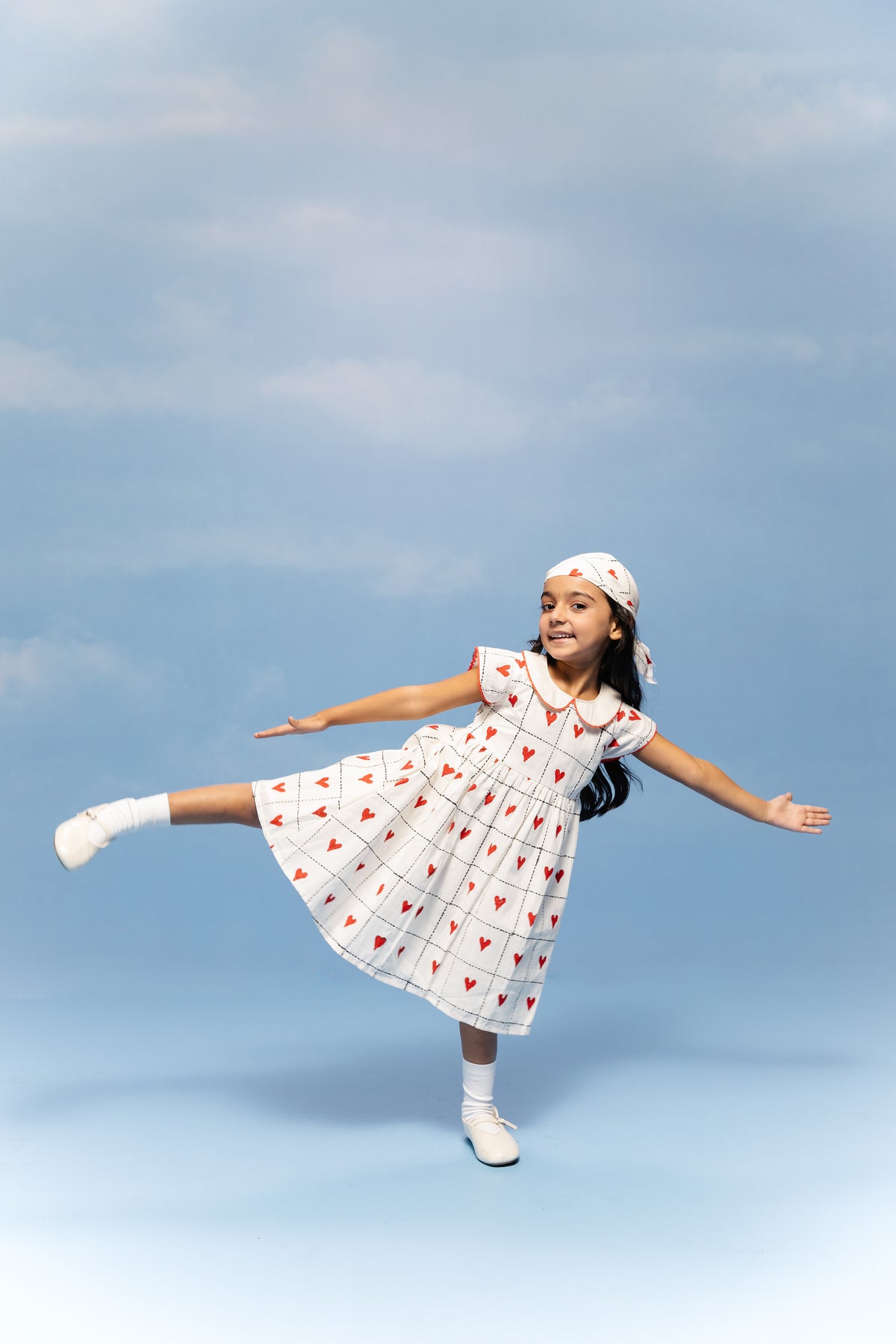 Sweetheart Grid block printed Kids Cotton Frock