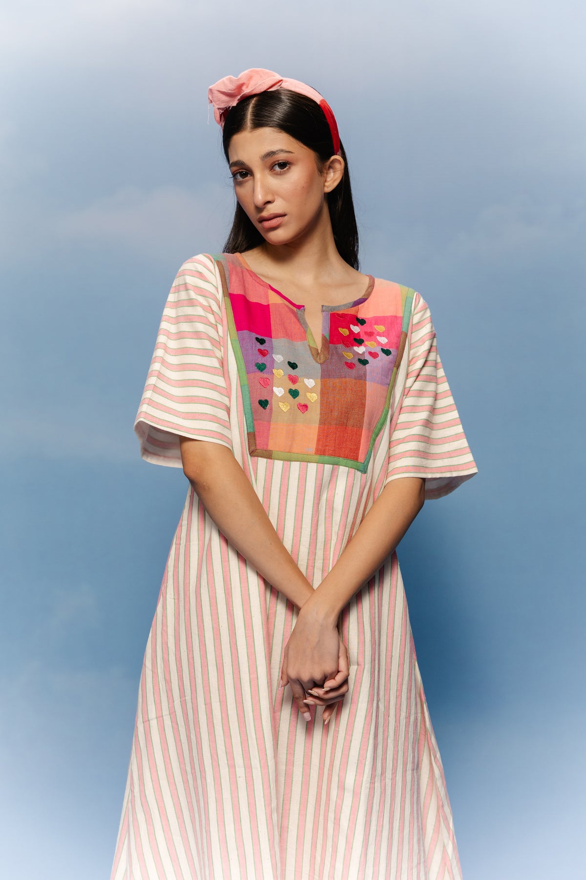 Handloom Jamdani heart Embroidered Tunic Set