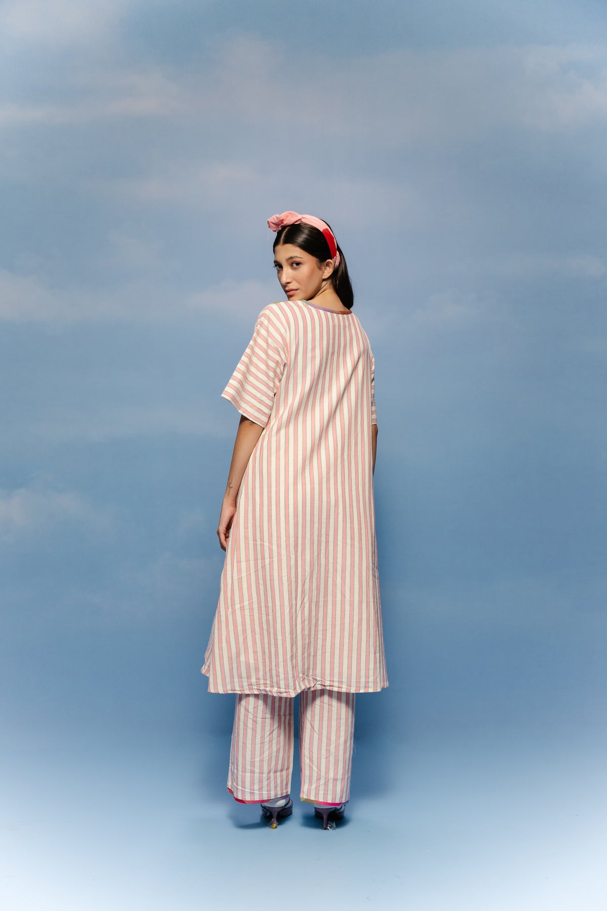 Handloom Jamdani heart Embroidered Tunic Set