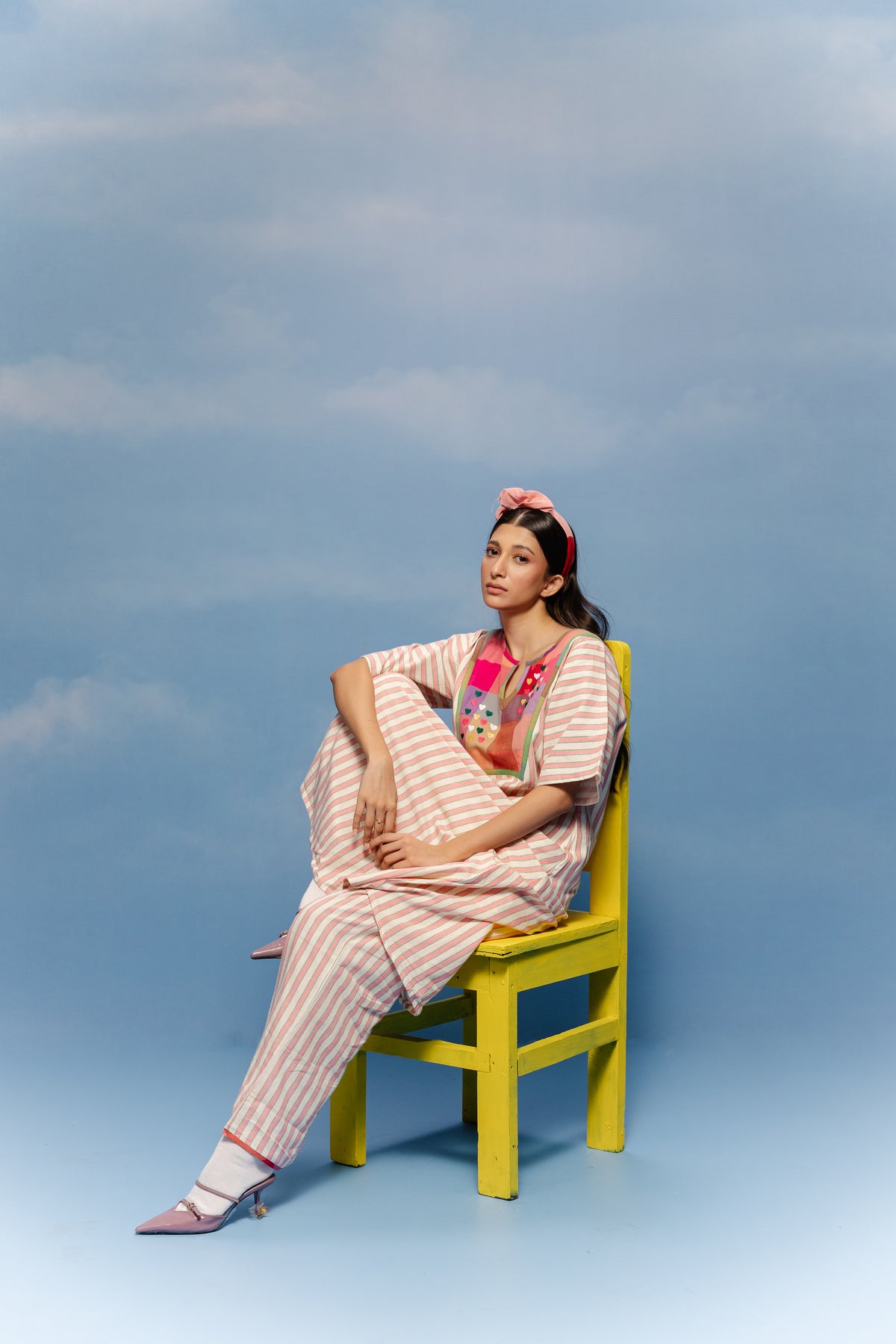 Handloom Jamdani heart Embroidered Tunic Set