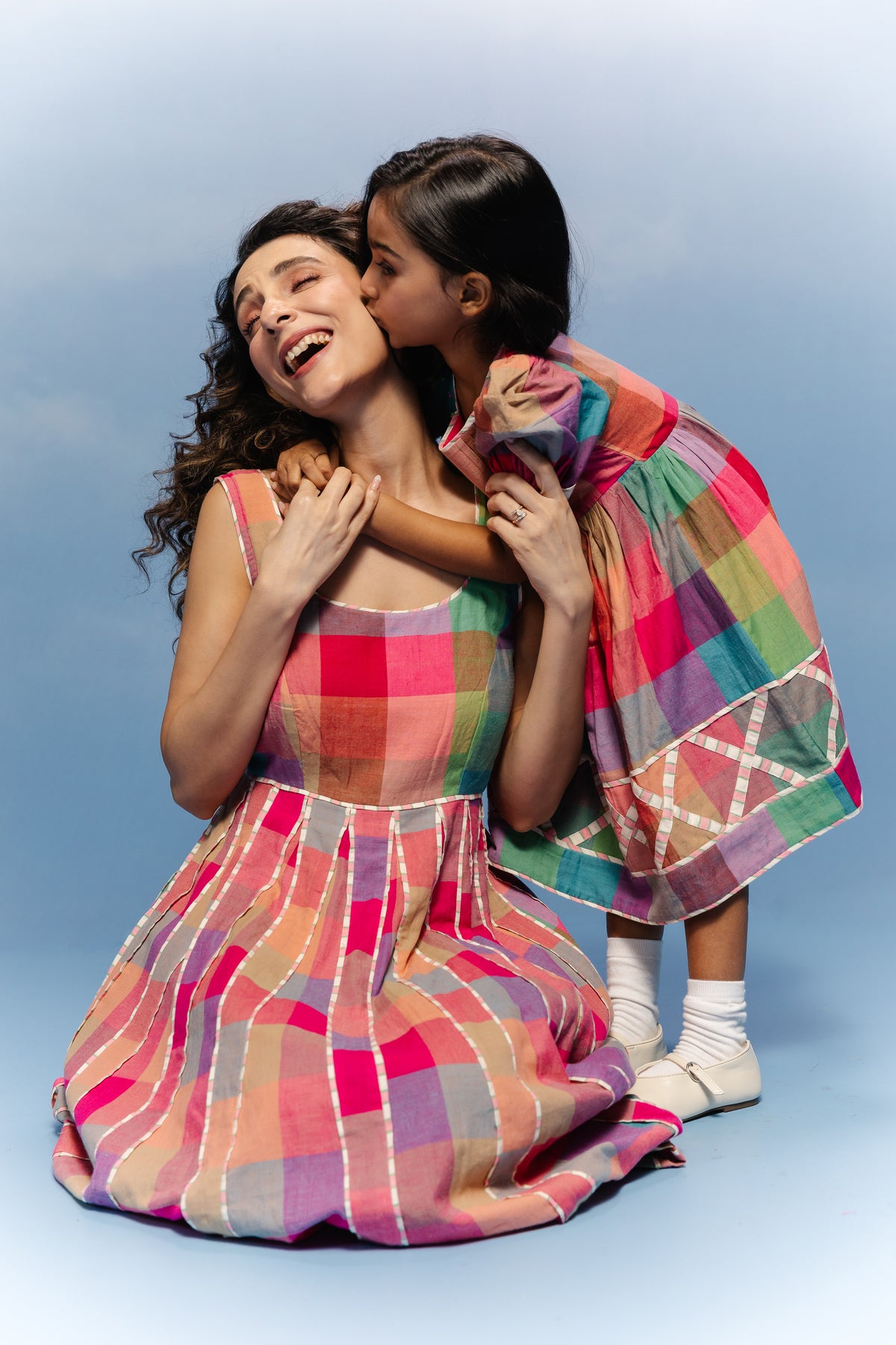 Jamdani multicolor Lattice-Border Frock