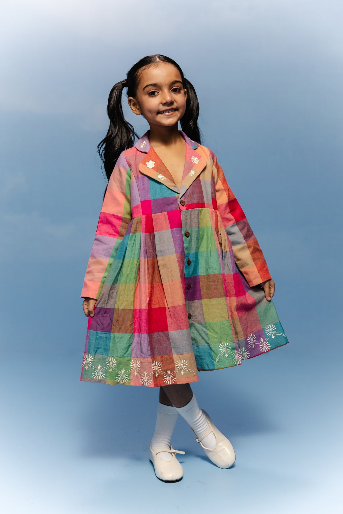 Jamdani multicolor collar Dress