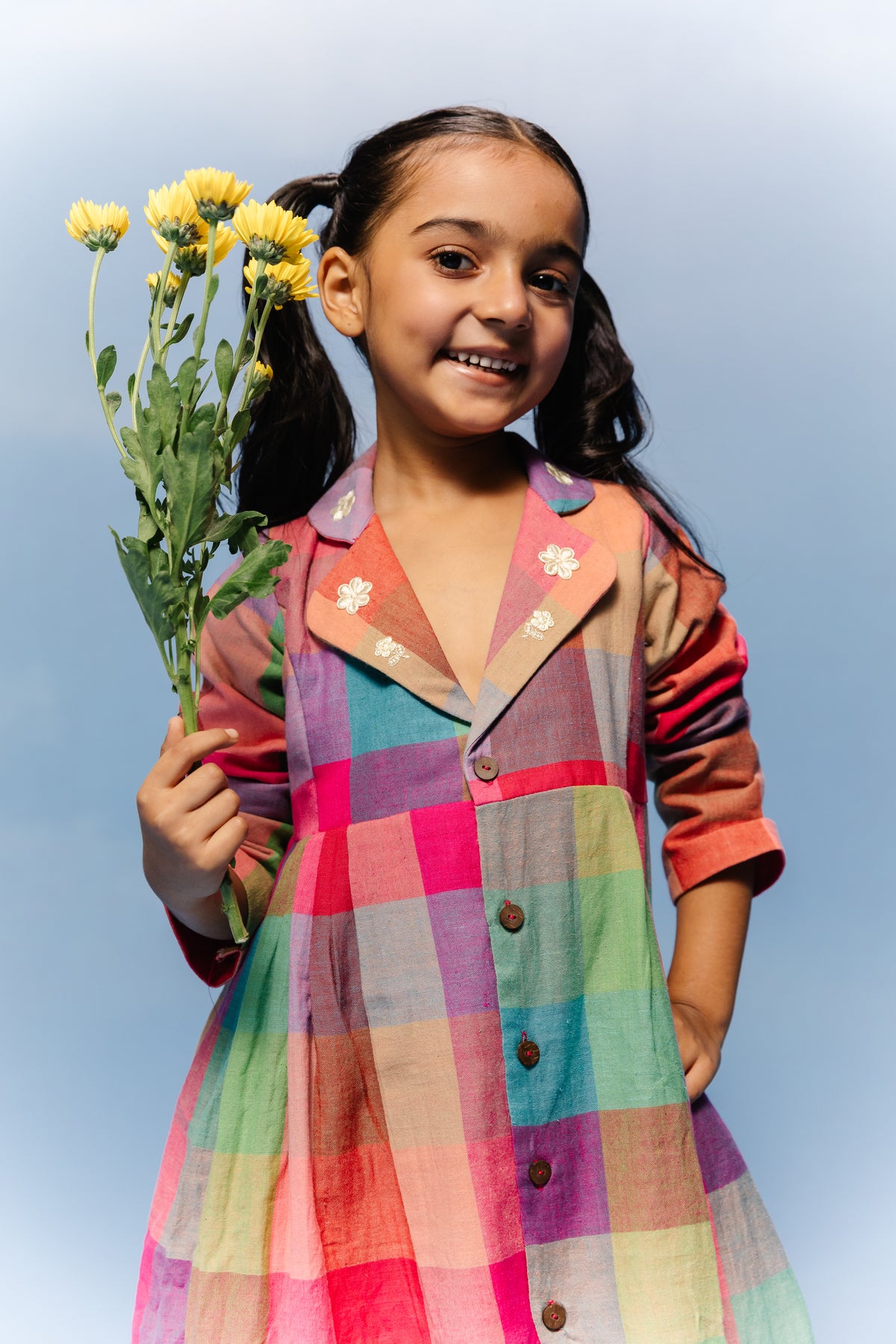 Jamdani multicolor collar Dress