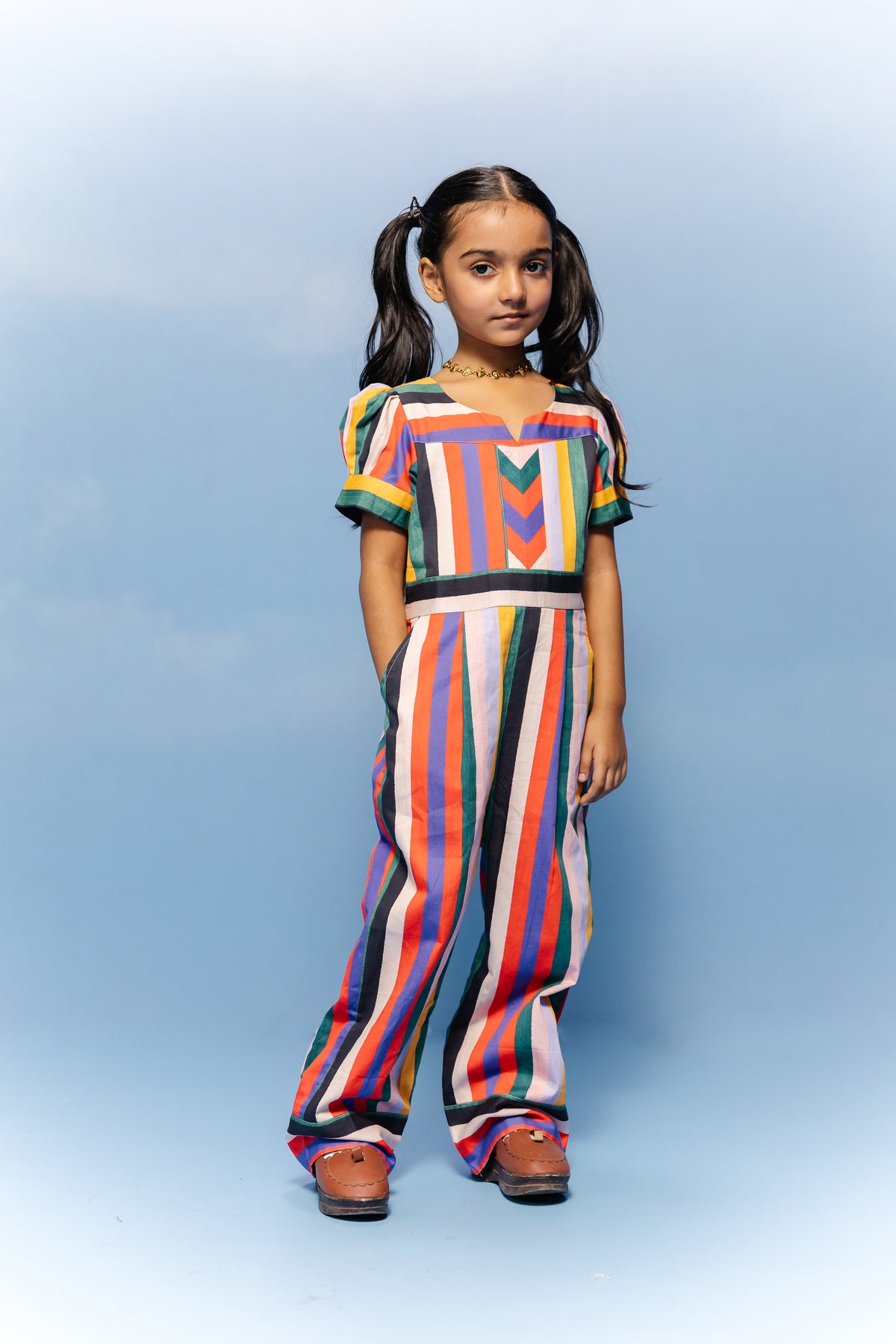 Prism Stripe Kids Cotton Jumpsuit