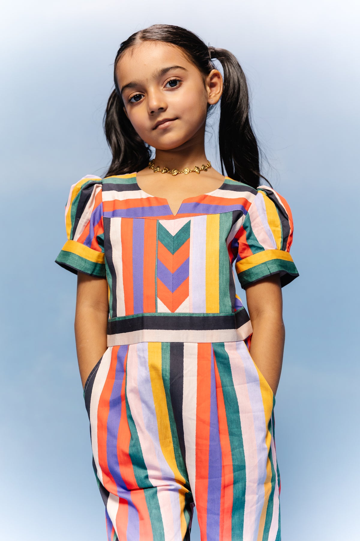 Prism Stripe Kids Cotton Jumpsuit