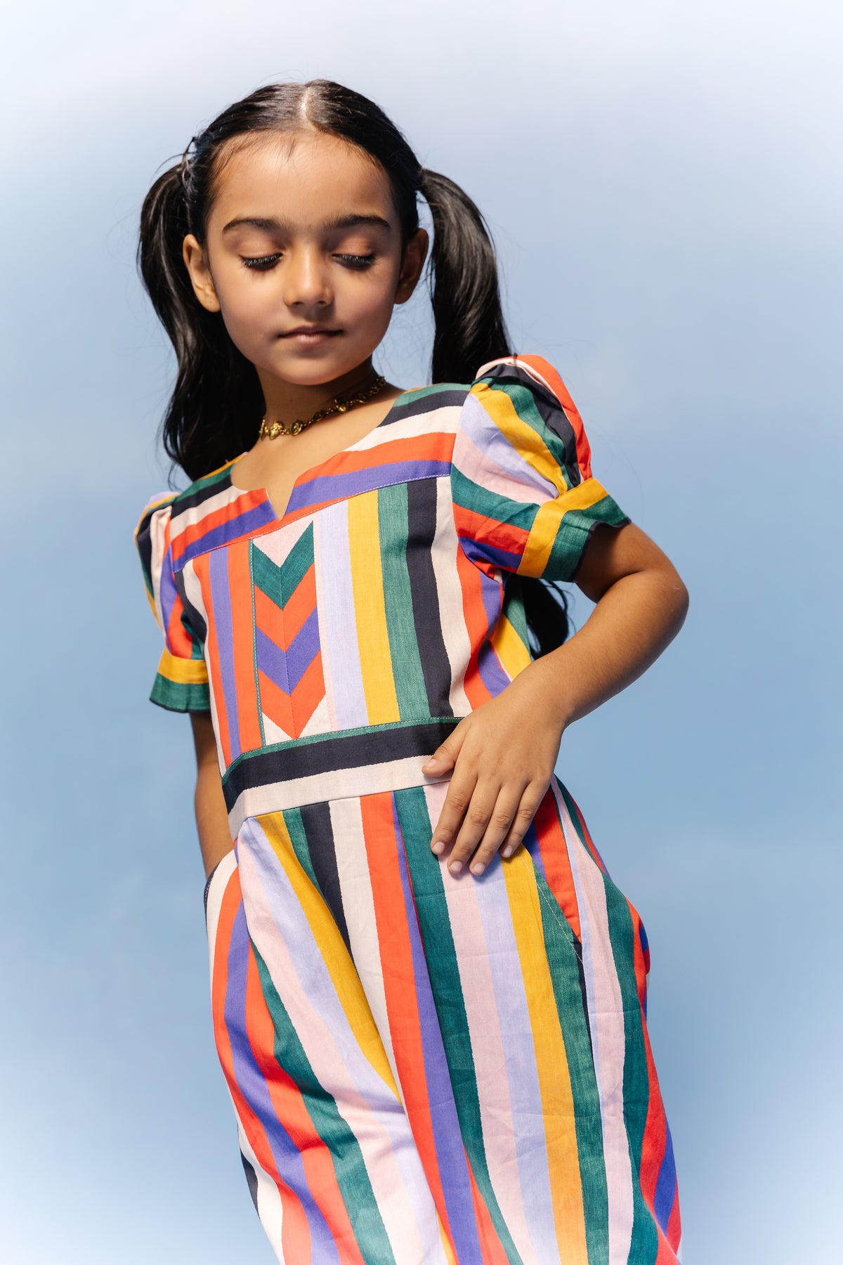 Prism Stripe Kids Cotton Jumpsuit