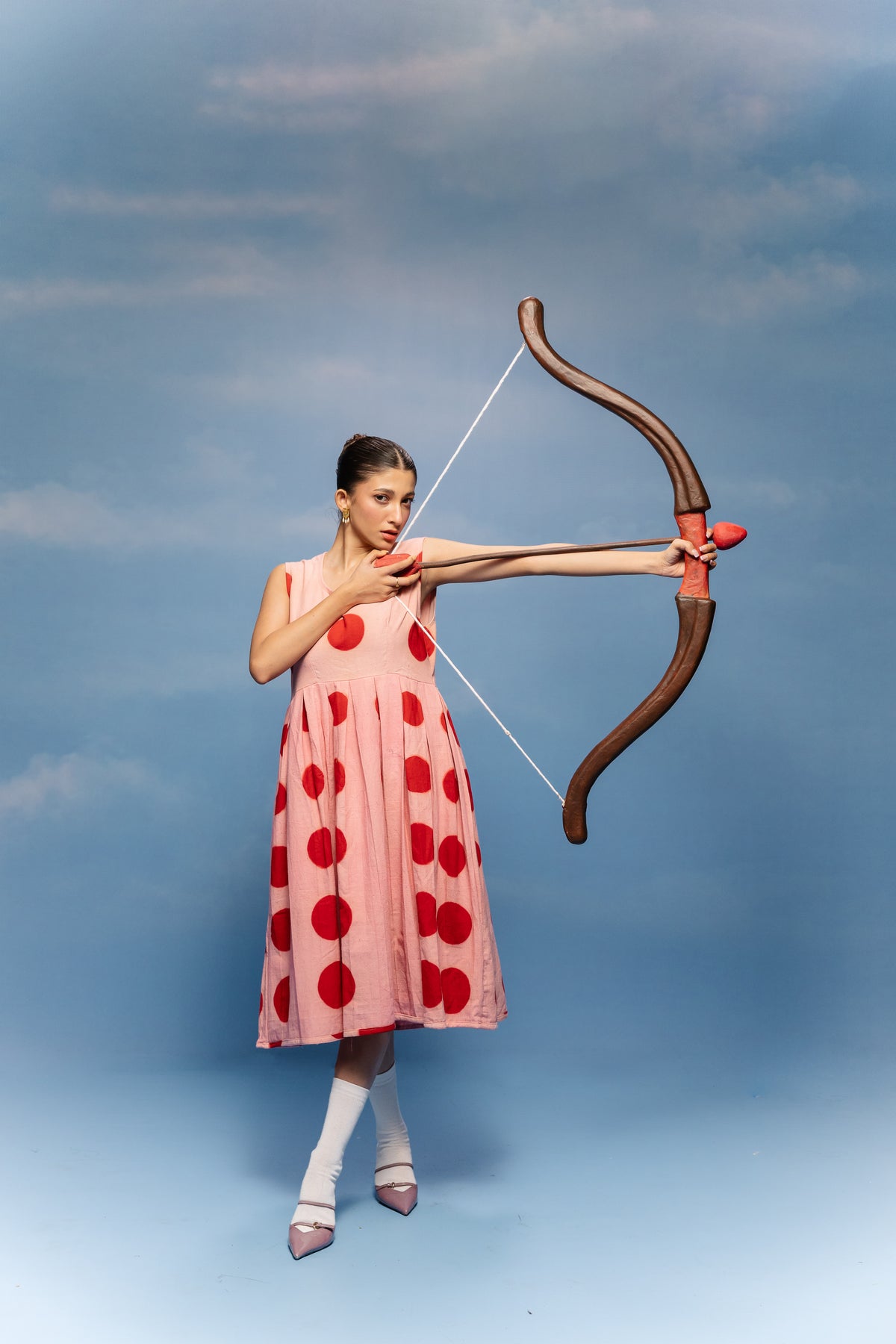 Coral Spot Midi Dress