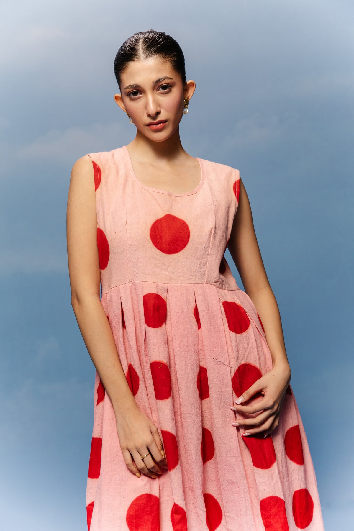 Coral Spot Midi Dress