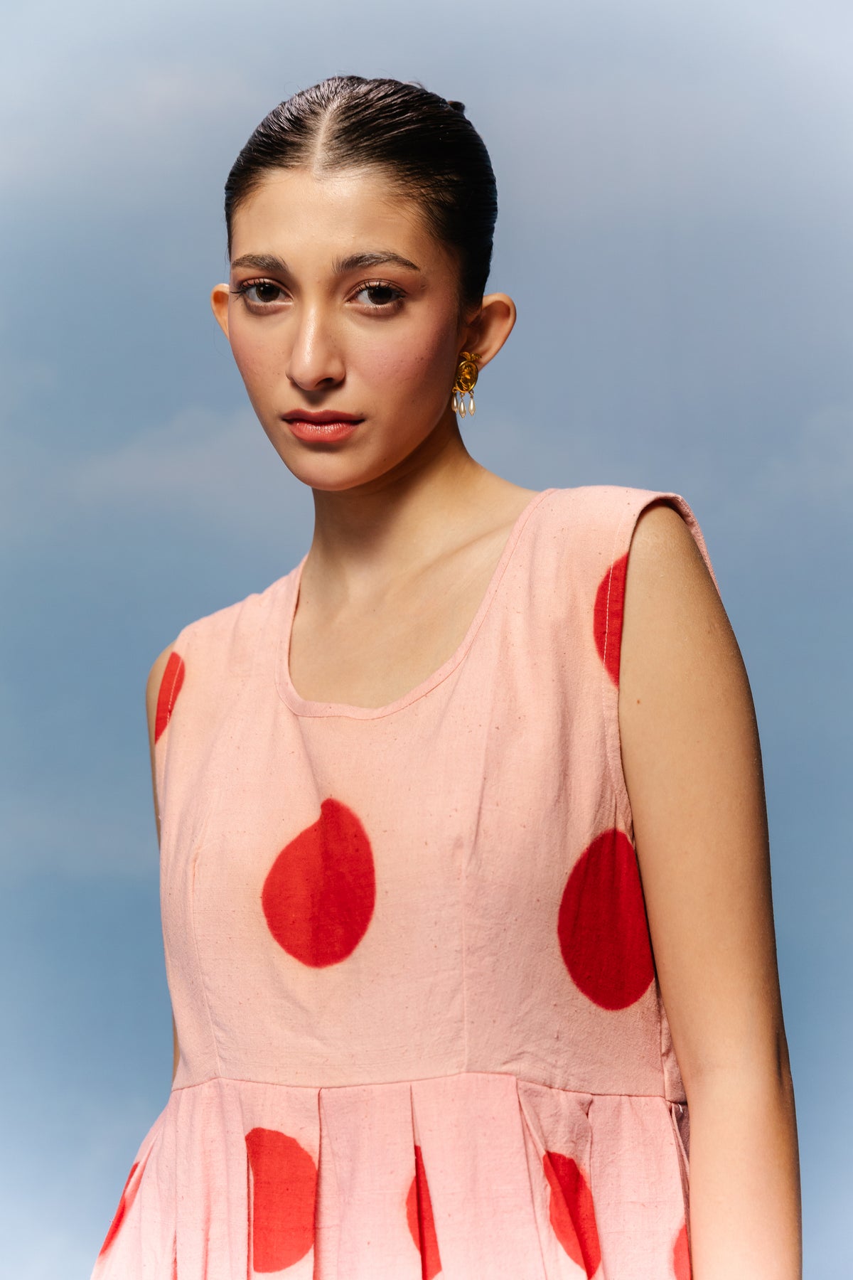 Coral Spot Midi Dress