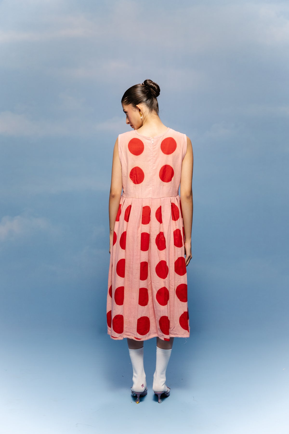 Coral Spot Midi Dress