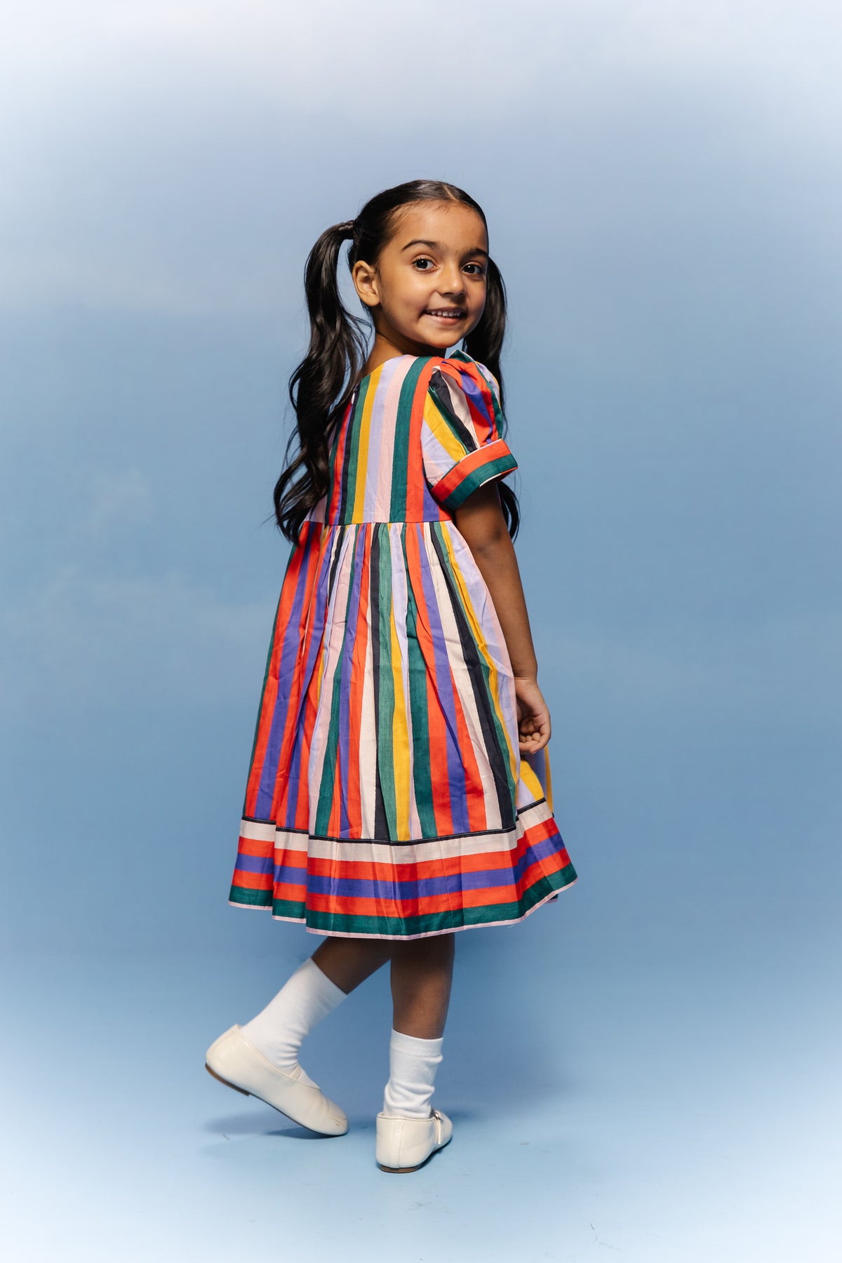 Prism Stripe Peter Pan Collar Frock