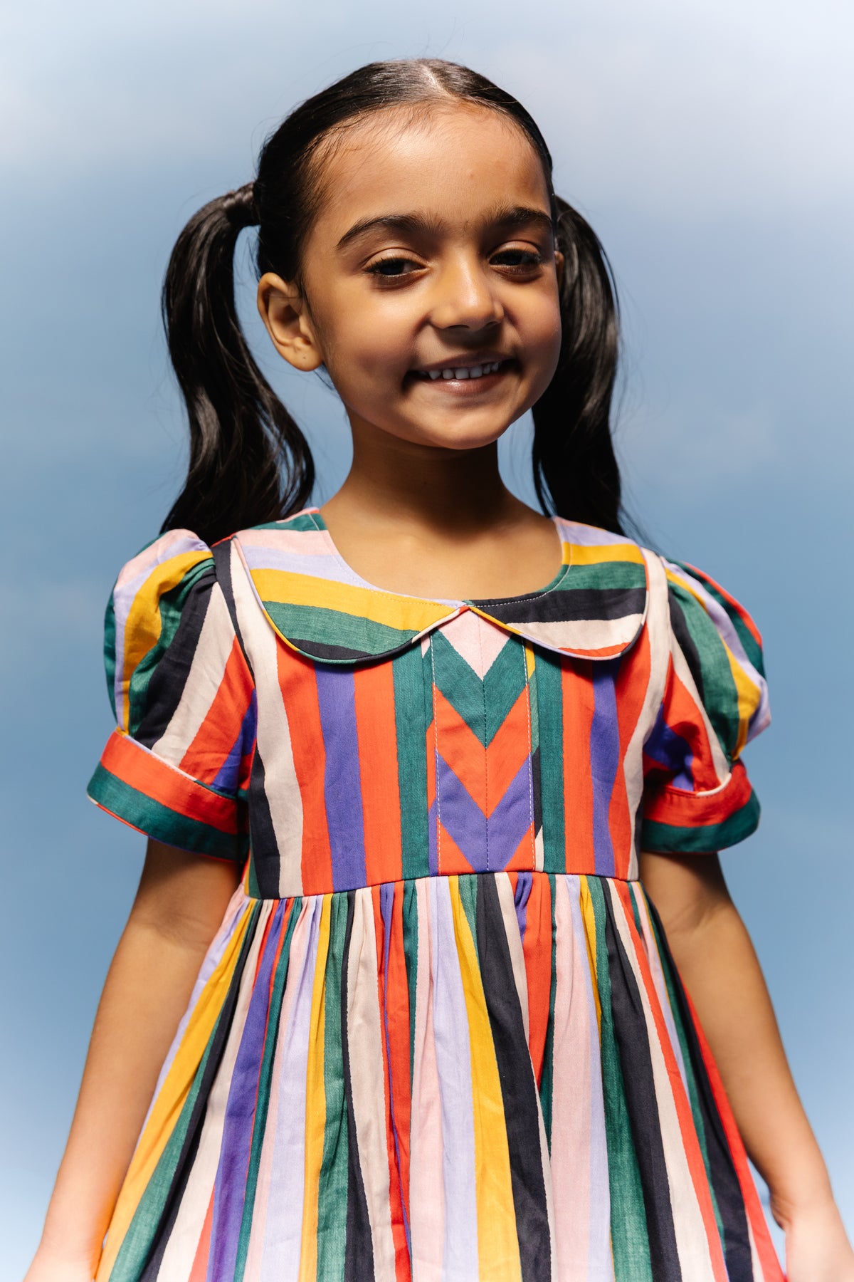 Prism Stripe Peter Pan Collar Frock