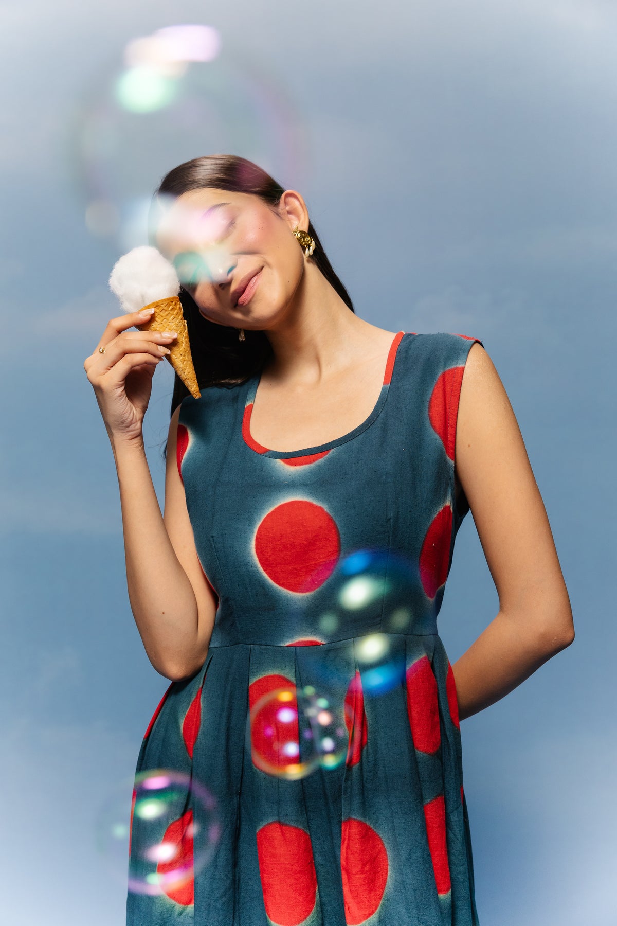 Crimson Spot Midi Dress