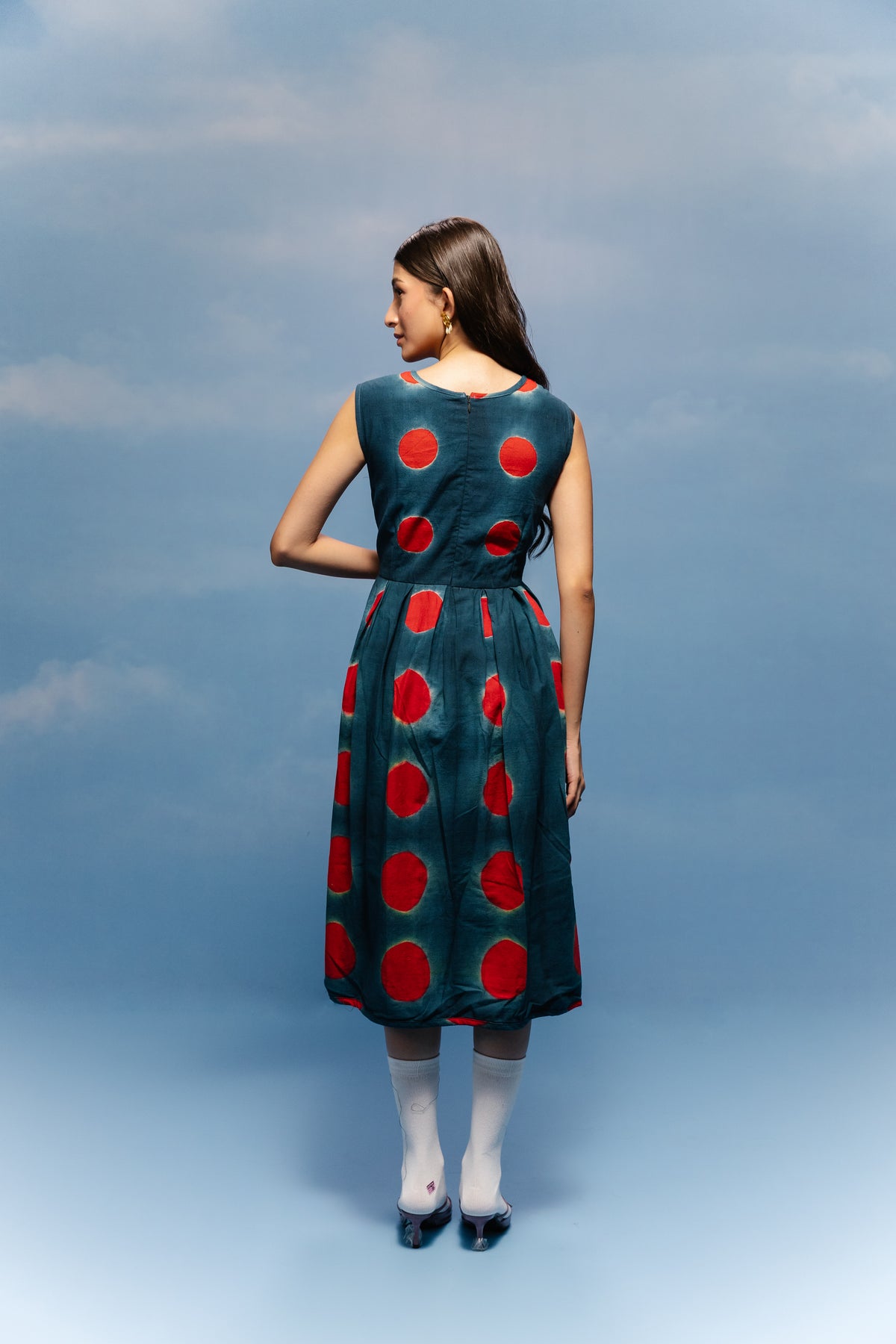 Crimson Spot Midi Dress