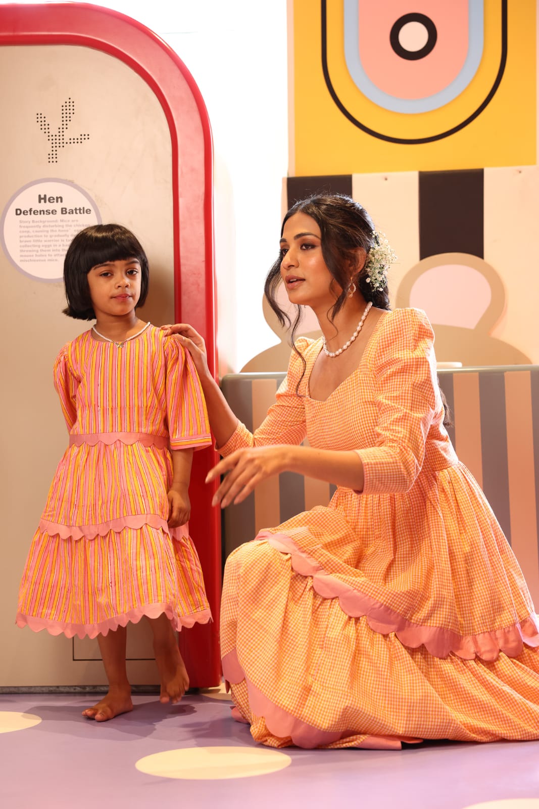 Orange Stripes Ripple Gown