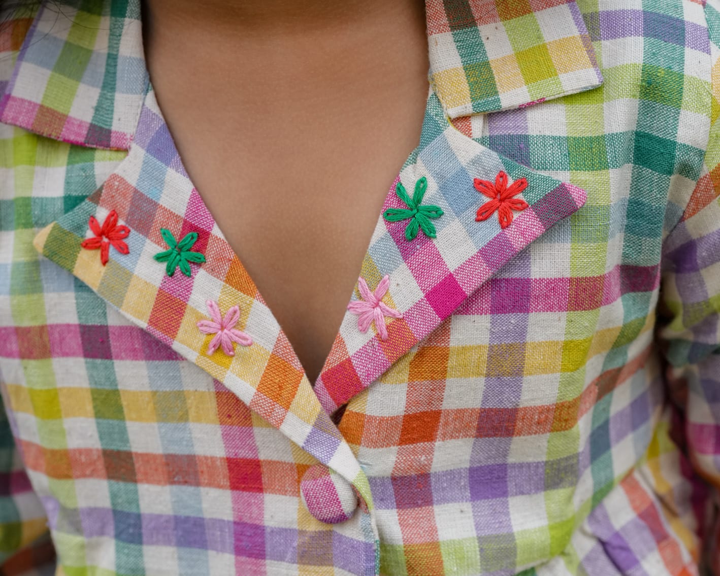 Multicolor Handloom checks Kids Peplum Set