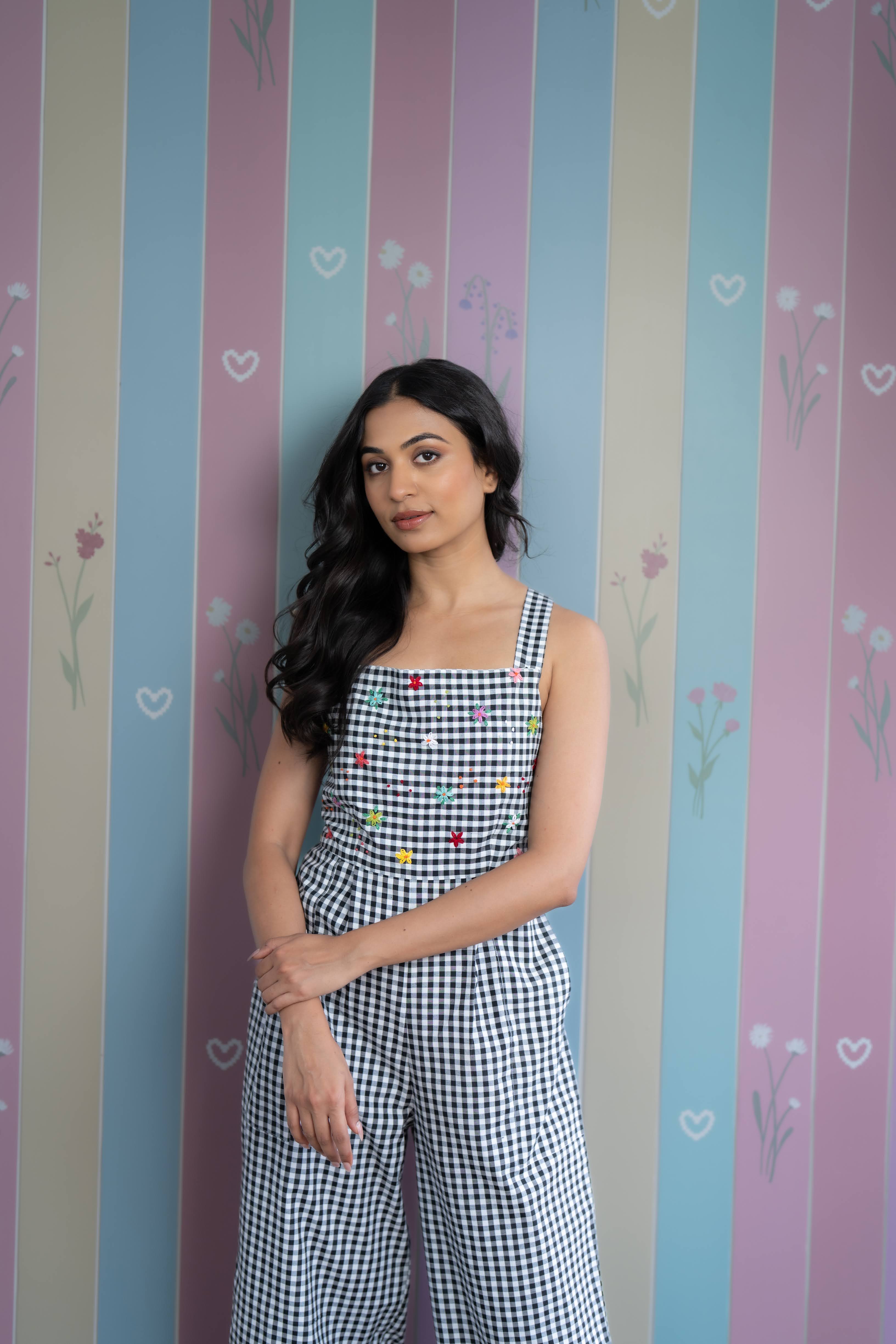 Black & White Gingham Jumpsuit